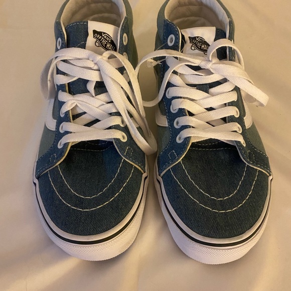 VANS Skate Mid Top Denim 2-Tone New Men Size 7.5 Skater Casual Shoe - Picture 4 of 8